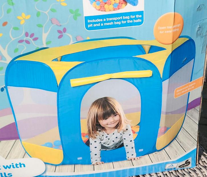 Pop-up speeltent met 250 ballen - Blauw/Geel, Kinderen en Baby's, Speelgoed | Buiten | Speelhuisjes, Nieuw, Kunststof, Ophalen of Verzenden