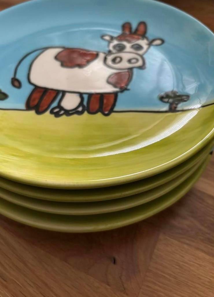 Set ontbijt borden met koeien, Huis en Inrichting, Keuken | Servies, Ophalen of Verzenden, Nieuw, Overige stijlen, Bord(en)