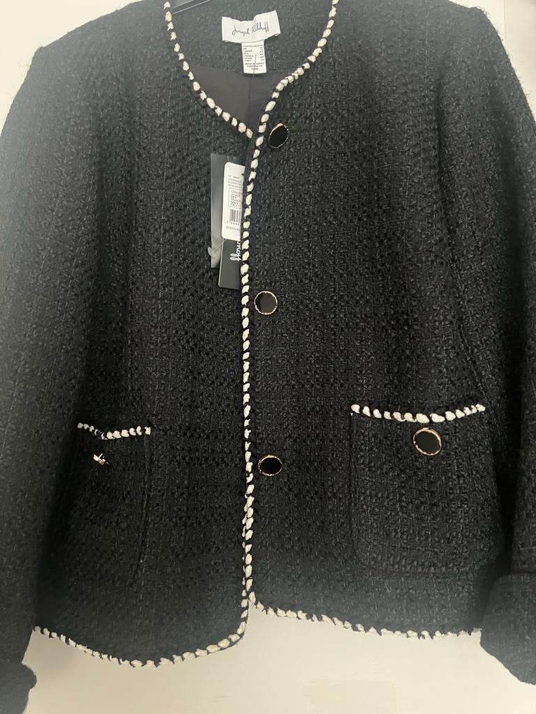 Joseph Ribkoff Zwart Bouclé Jasje - Nieuw met kaartjes, Ophalen of Verzenden, Nieuw, Maat 42/44 (L), Zwart