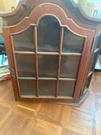 Antieke houten hoekkast met glazen deuren, Antiek en Kunst, Ophalen