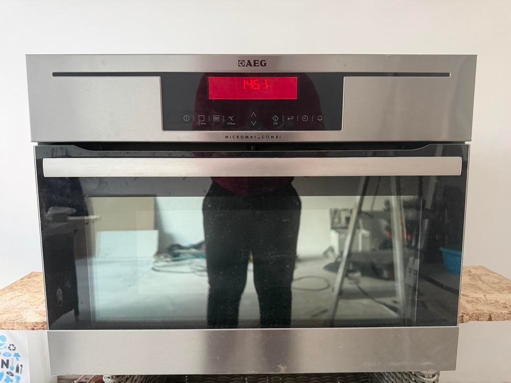 AEG Inbouw combi oven met magnetron functie, Ophalen, Gebruikt, Inbouw, 45 tot 60 cm