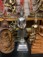 Uniek verzilverd brons Boeddha beeld met bedelnap 31cm, Gebruikt, Nvt particulier, Ophalen of Verzenden, Nvt particulier