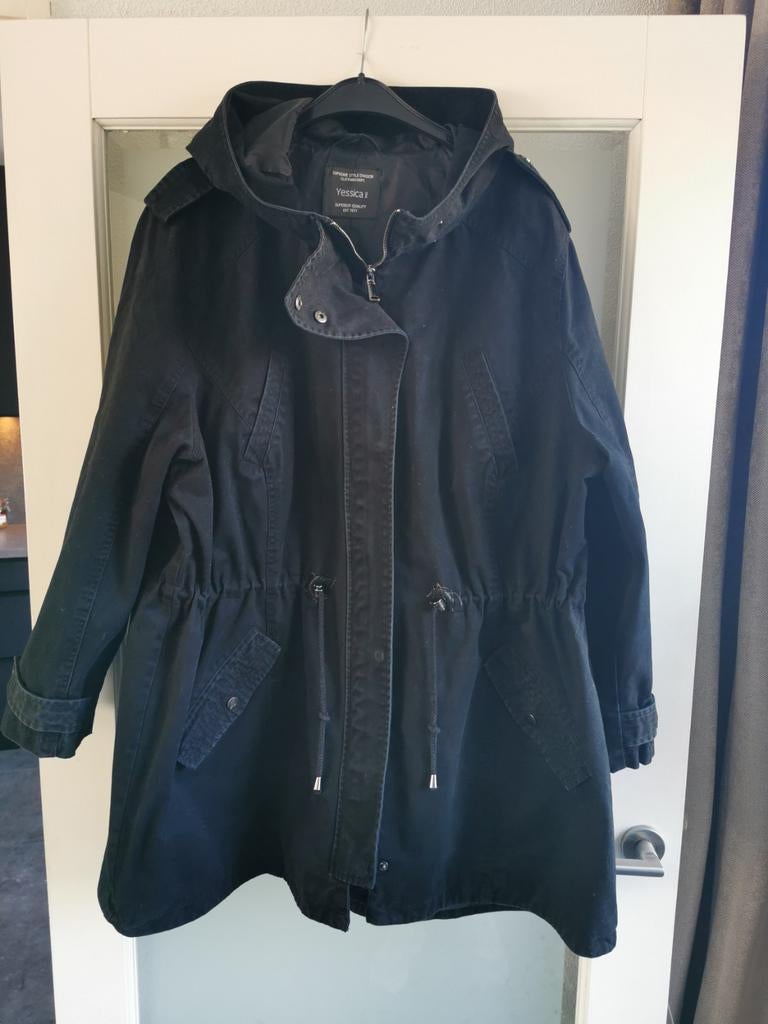 Zwarte zomerjas/ parka dames mt54, Kleding | Dames, Grote Maten, Ophalen of Verzenden, Zo goed als nieuw, Zwart, Jas of Mantel