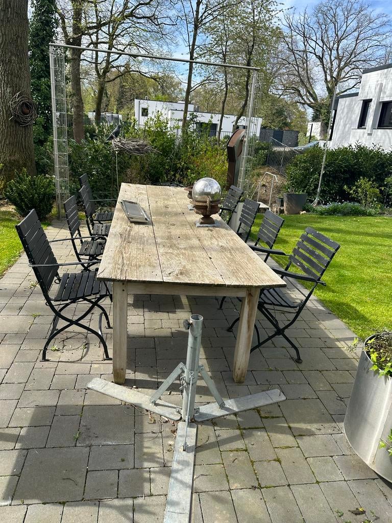 8 antieke bistro stoelen, metaal en hout, Ophalen of Verzenden