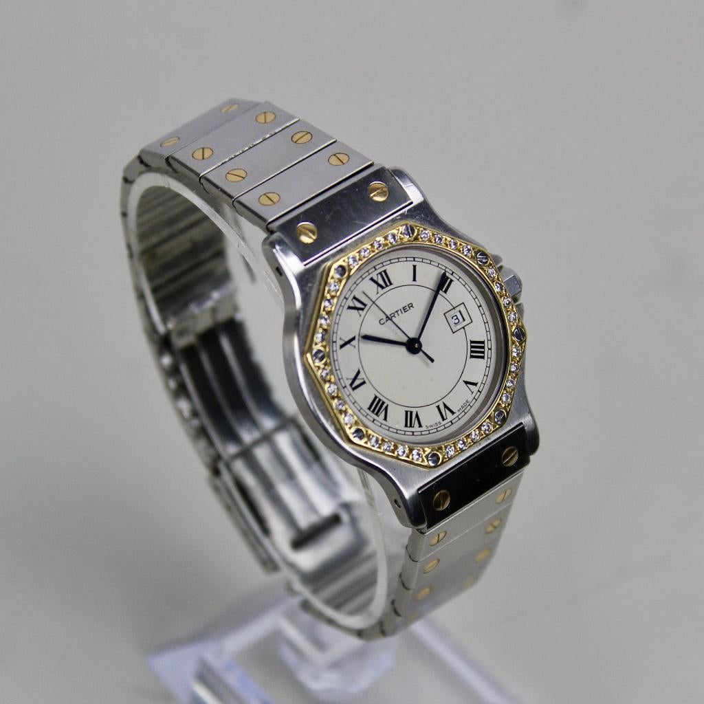 Cartier Santos Octagon - 2966 - Diamant Bezel, Overige merken, Staal, Cartier, Gebruikt