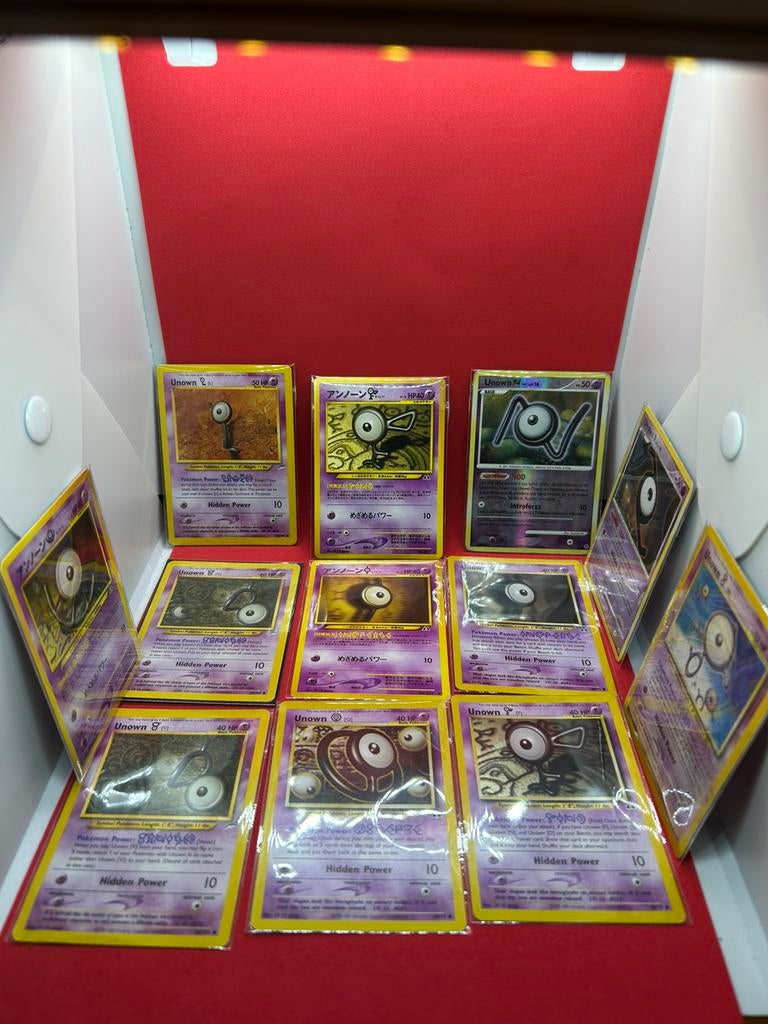 12x Unown Lot Neo Discovery + Neo Destiny + Japans  Vintage, Ophalen of Verzenden, Zo goed als nieuw, Meerdere kaarten