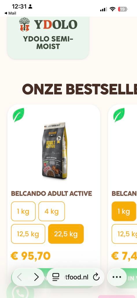 BELCANDO ADULT ACTIVE 22,5kg, Dieren en Toebehoren, Ophalen, Nieuw