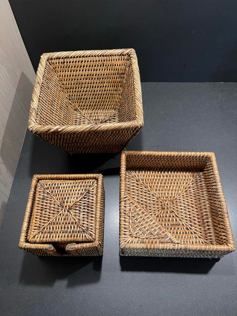 Birma Riet Woonaccessoires: Onderzetters, Servethouder, Bak, Huis en Inrichting, Gebruikt, Ophalen of Verzenden, Landelijk, Natuurlijk materiaal