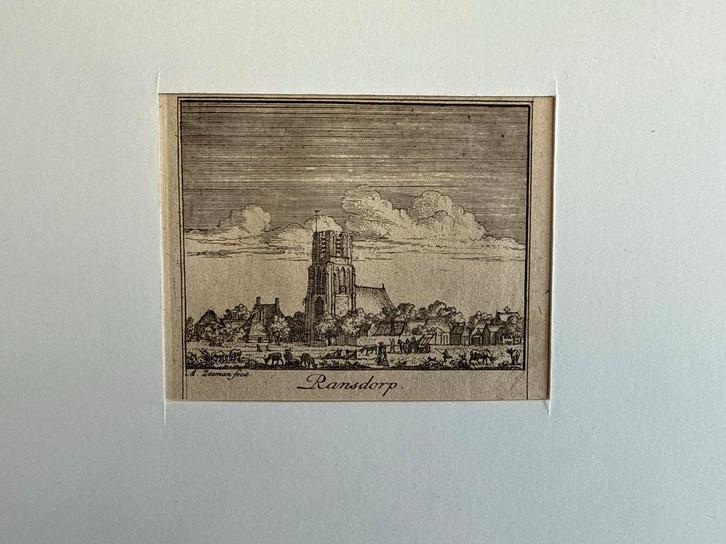Set van 3 antieke kopergravures - Ransdorp en Oranjesluizen, Antiek en Kunst, Kunst | Etsen en Gravures, Ophalen of Verzenden