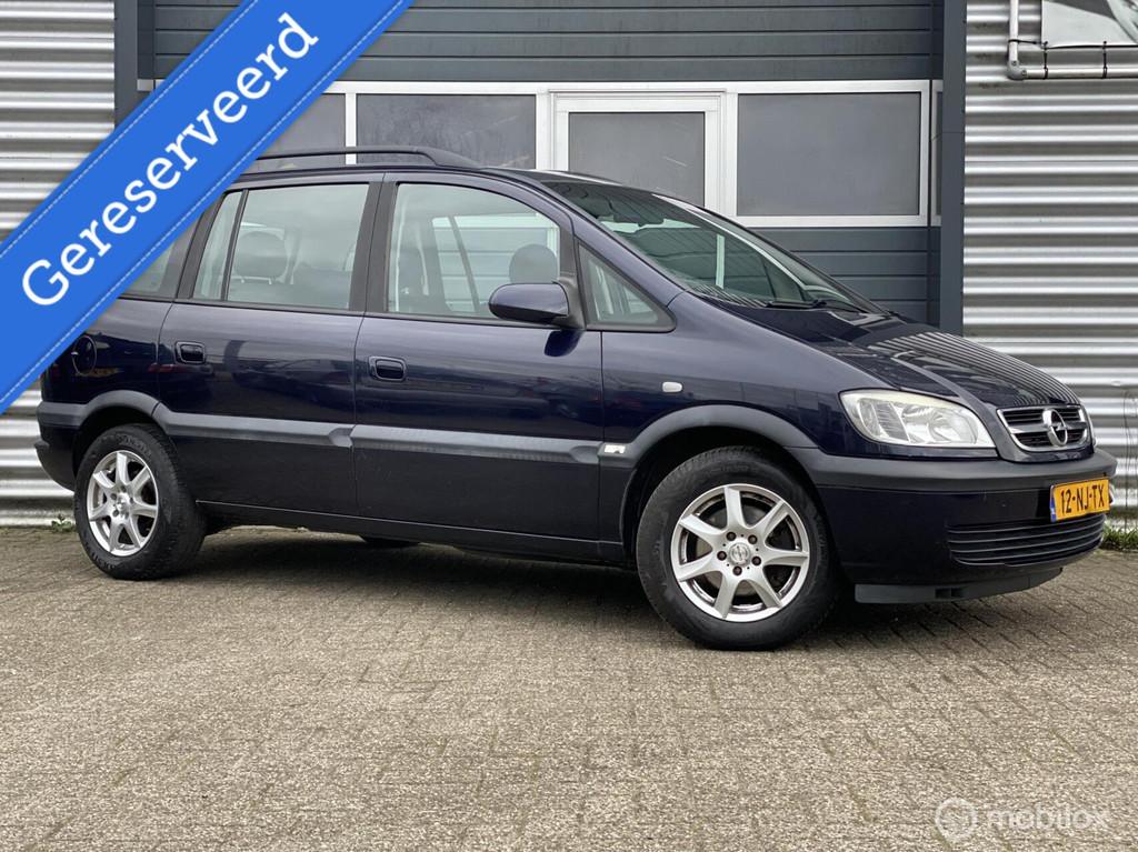 Opel Zafira 1.8-16V 2003|Nwe APK|Cruise|7 Persoons|Trekhaak|, Auto's, Voorwielaandrijving, Gebruikt, Zwart, 4 cilinders