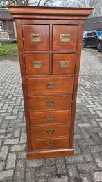 Antiek Engels ladenkast 9 laden apothekerskast, Ophalen, 50 tot 100 cm, Zo goed als nieuw, 3 of 4 laden