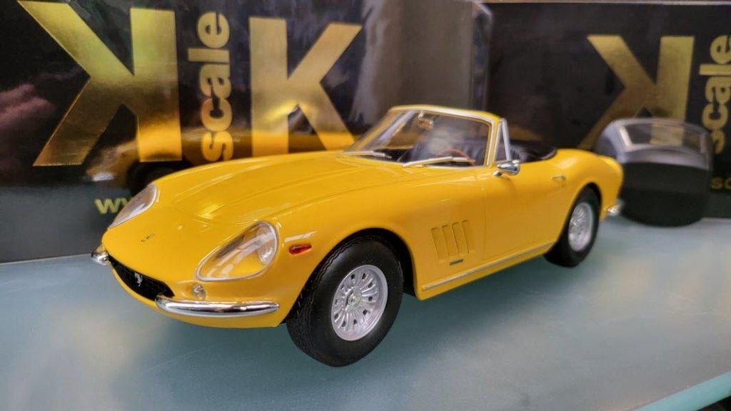 Ferrari 275 GTB/4 Nart Spyder 1967 Geel, Hobby en Vrije tijd, Modelauto's | 1:18, Ophalen of Verzenden, Nieuw, Auto, Overige merken