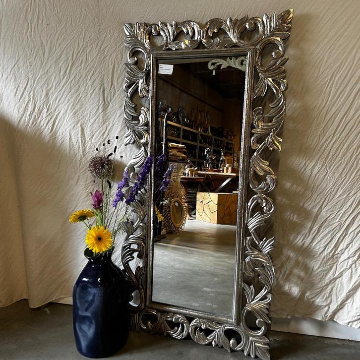 Barok Spiegel - houten lijst - zilver - 140 x 70cm-TTM Wonen, Huis en Inrichting, Woonaccessoires | Spiegels, Nieuw, 50 tot 75 cm