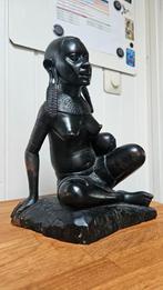 Afrikaans houtsnijwerk - Gesigneerd beeld van vrouw, Antiek en Kunst, Kunst | Beelden en Houtsnijwerken, Ophalen of Verzenden