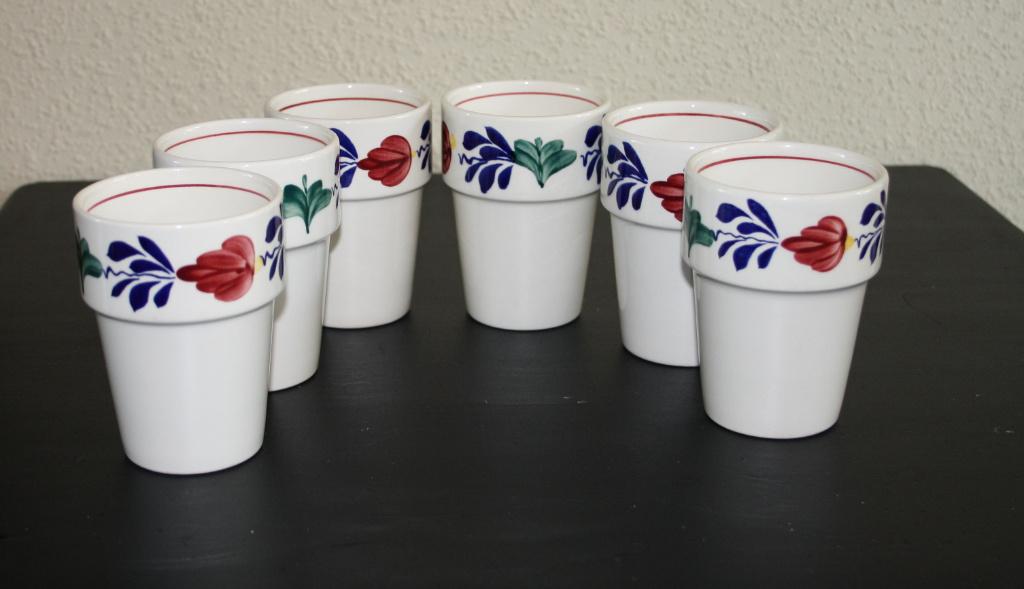 Set van 6 Boerenbont Bekers, Ophalen of Verzenden, Zo goed als nieuw, Kop(pen) en/of Schotel(s), Aardewerk