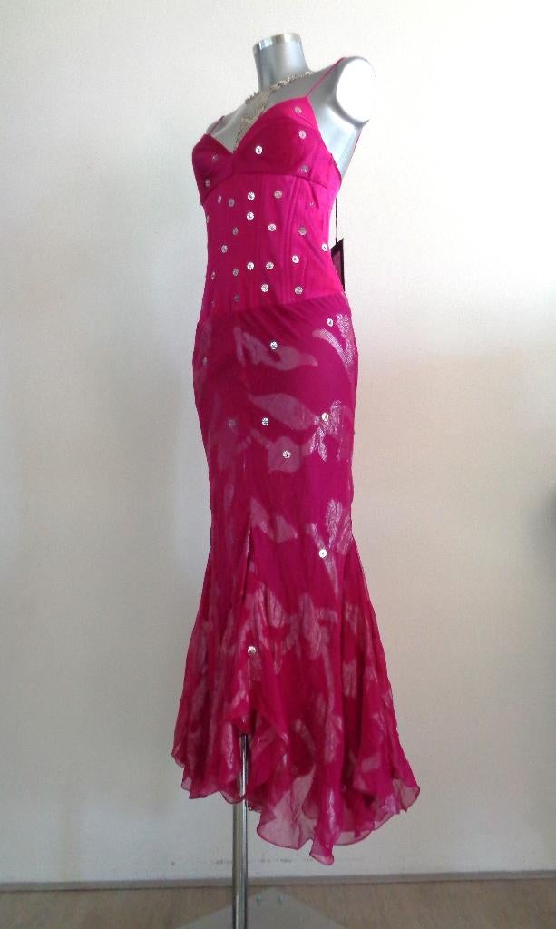 Jorando Italy designer maxi jurk fucsia zijde NIEUW 36, Kleding | Dames, Nieuw, Ophalen of Verzenden, Roze, Maat 36 (S)