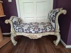 Barok Stijl Bankje met Bloemmotief - Crème/Zwart/Rood, Ophalen