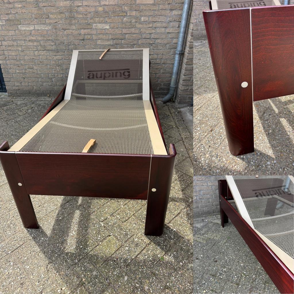 Auping Auronde eenpersoons, 200X90X48 seniorhoogte Burgundy, Ophalen, 90 cm, Eenpersoons, Bruin