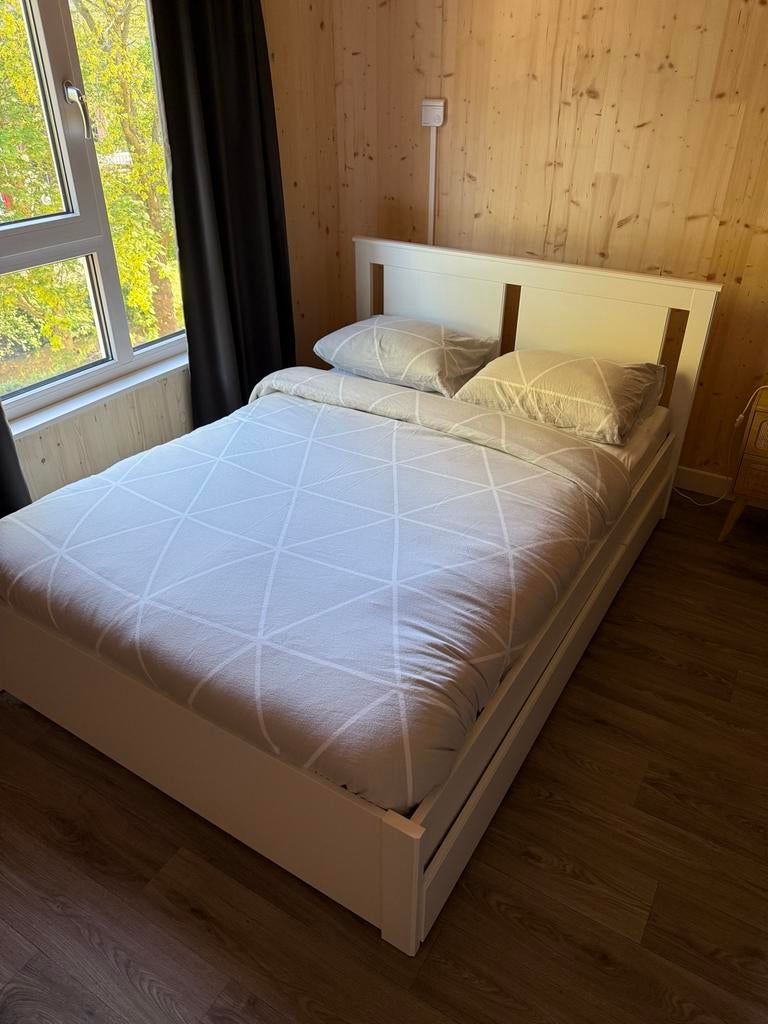 IKEA Songesand 140x200 tweepersoonsbed met lades - als nieuw, Ophalen, Wit, Tweepersoons, 140 cm