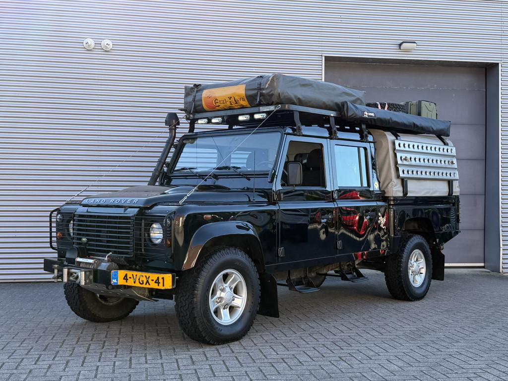 Land Rover Defender 2.4 TD 130" S Crew Cab I Daktent I Airco, Auto's, Stof, Gebruikt, Zwart, 4 cilinders