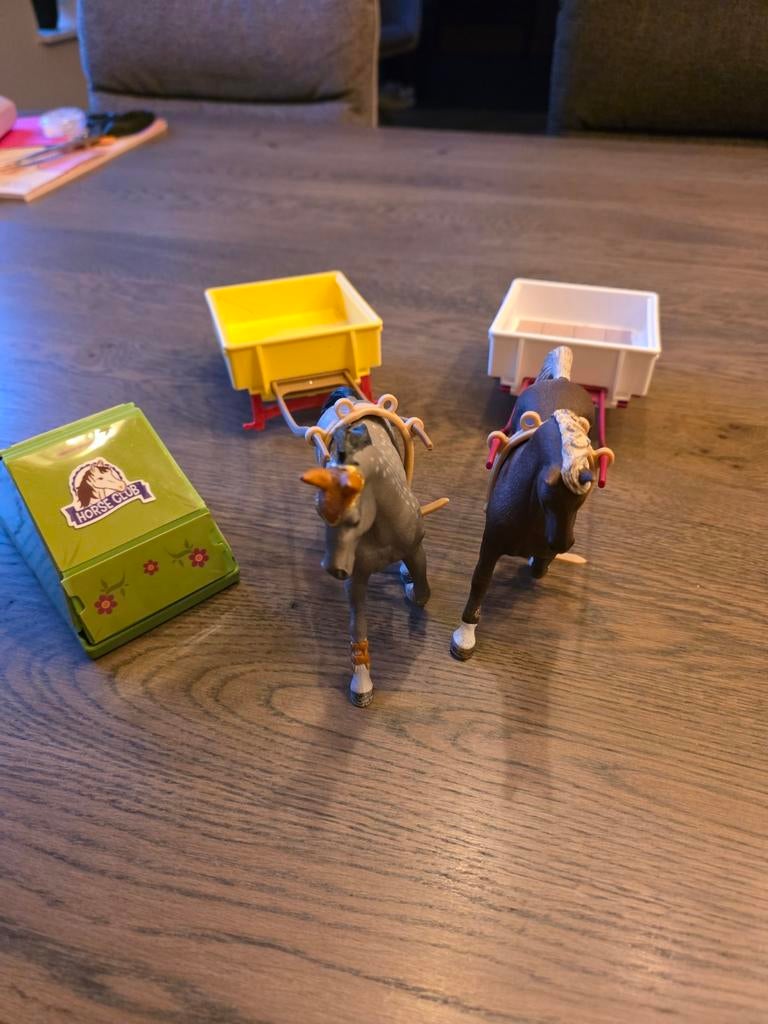 Schleich paarden met karren, Ophalen of Verzenden