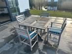 Gloster teakhouten eettafel met 4 stoelen, Ophalen, Gebruikt, Vierkant, Teakhout