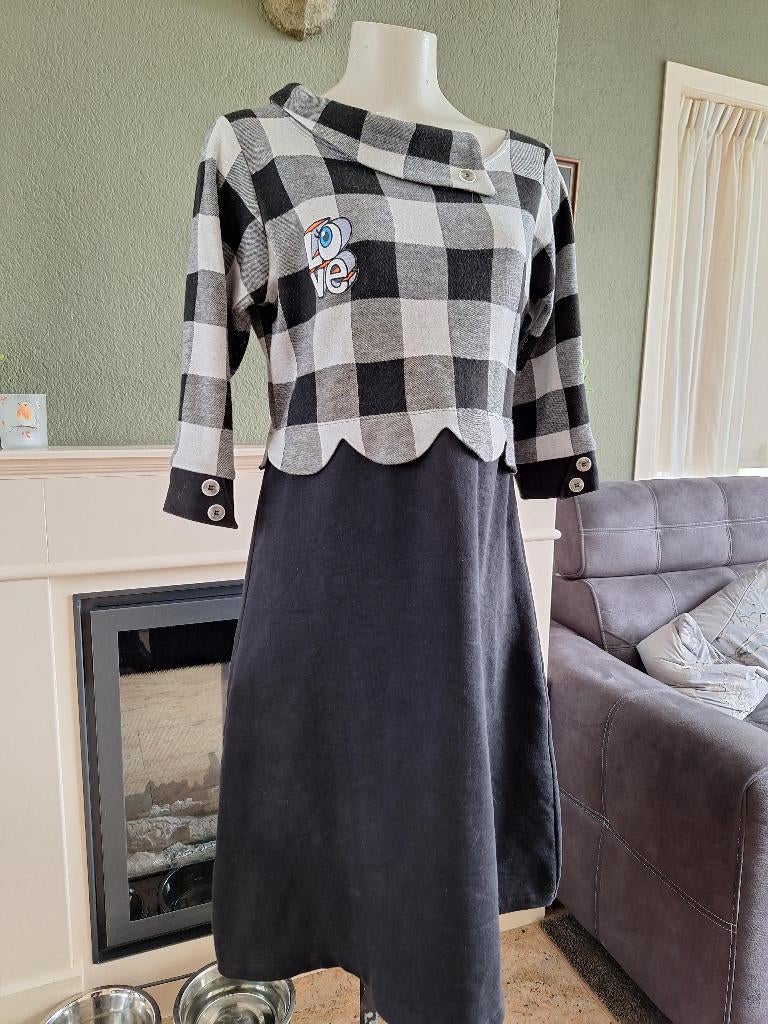 Margot MWM zwart wit geruiten jurk XXL 44, Kleding | Dames, Jurken, Margot, Verzenden, Zwart, Maat 42/44 (L)