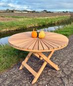 Opklapbare teakhouten ronde tuintafel  110cm - als NIEUW -, Ophalen, Zo goed als nieuw, Rond, Hout