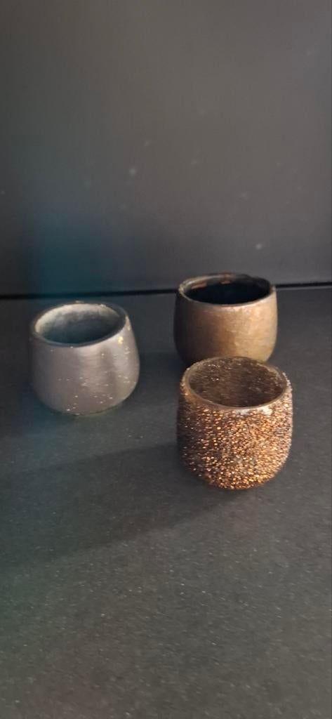 Set van 3 decoratieve bloempotjes, Overige materialen, Gebruikt, Rond, Binnen