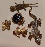 Nr 57. Dieren broches en vlinder hanger, Overige materialen, 4 tot 7 cm, Gebruikt, Ophalen of Verzenden