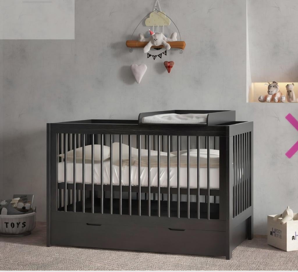 Born Lucky Combi Ledikant Alaska Zwart - Multifunctioneel, Kinderen en Baby's, Ophalen, Gebruikt, Ledikant