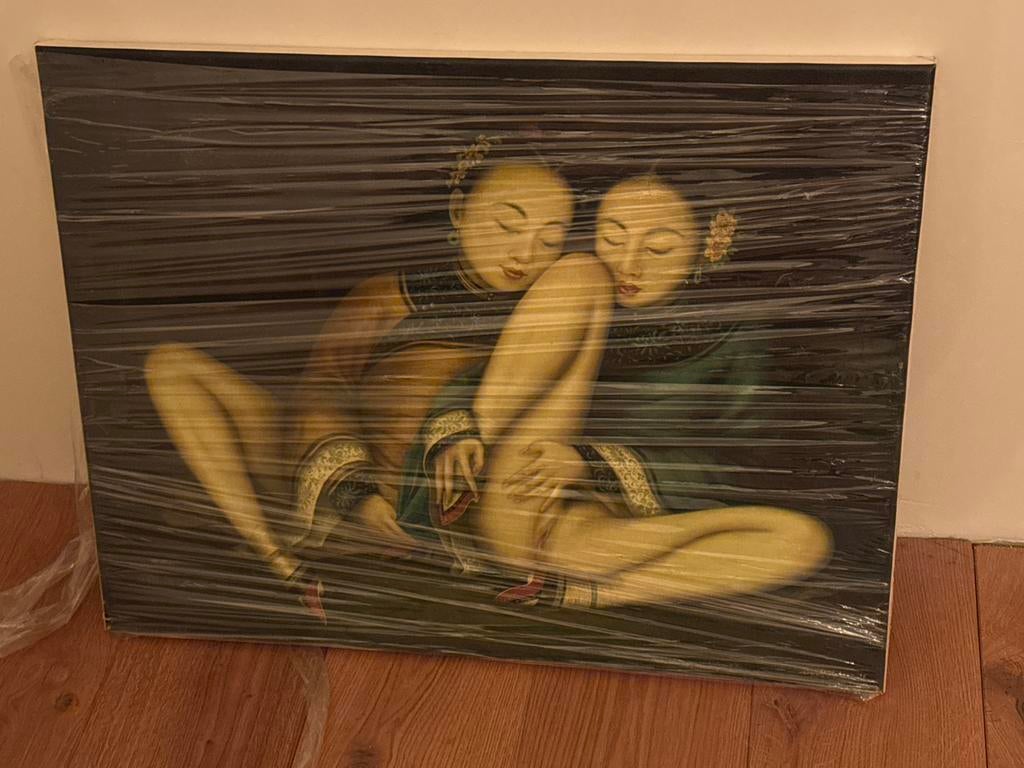 Erotisch Schilderij met twee Japanse vrouwen, Ophalen of Verzenden