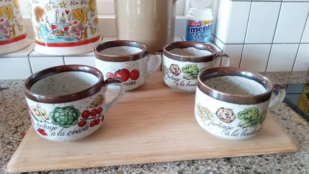 servies soepkommen vintage 4x samen:, Ophalen of Verzenden, Overige materialen