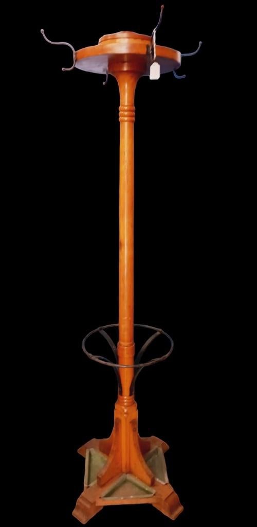 zeldzame café kapstok met originele zinken bakjes, Huis en Inrichting, Woonaccessoires | Kapstokken, Ophalen, Gebruikt, Hout, Staande kapstok