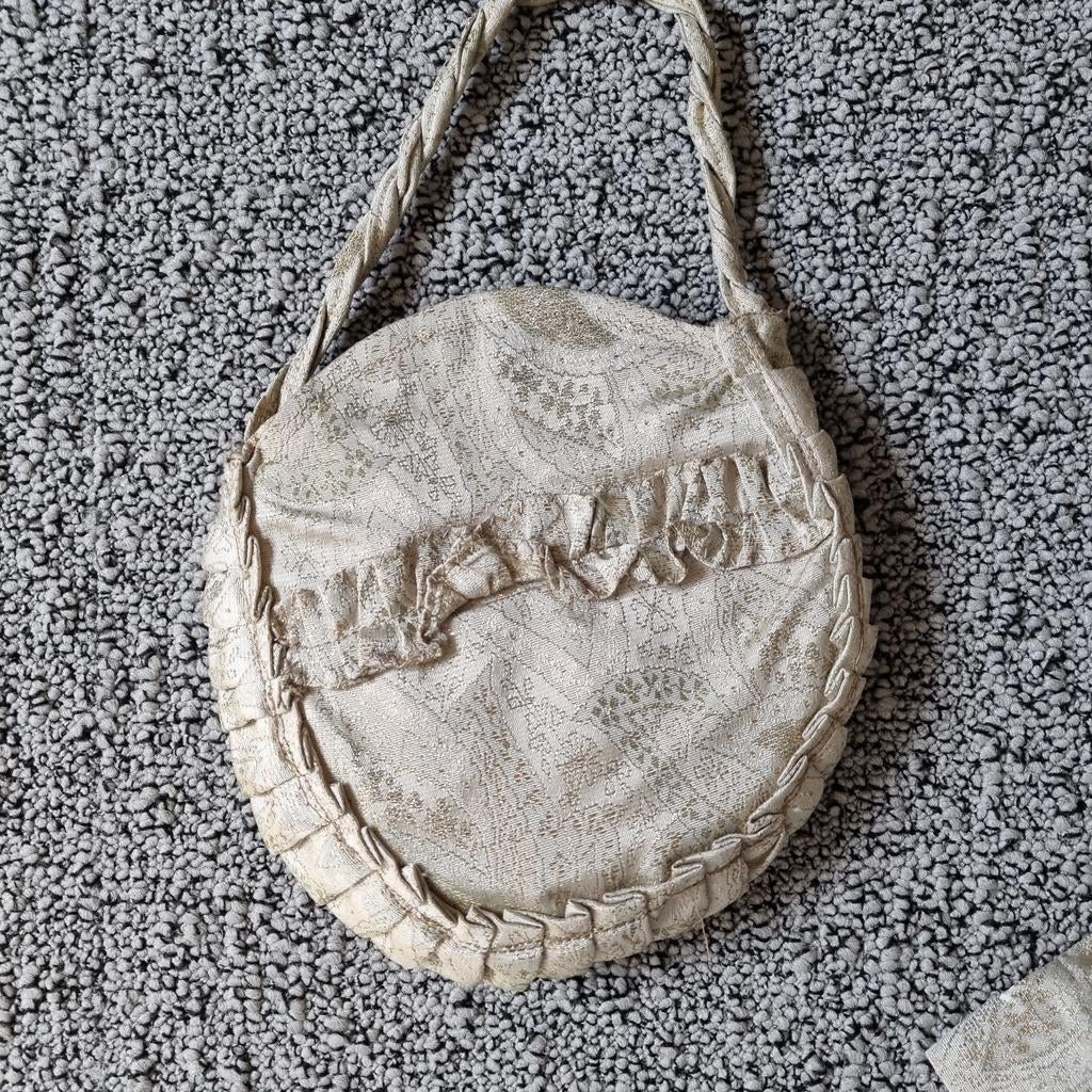 Prachtige vintage goudgeweven jurk jaren '60 met tasje, Kleding | Dames, Ophalen of Verzenden