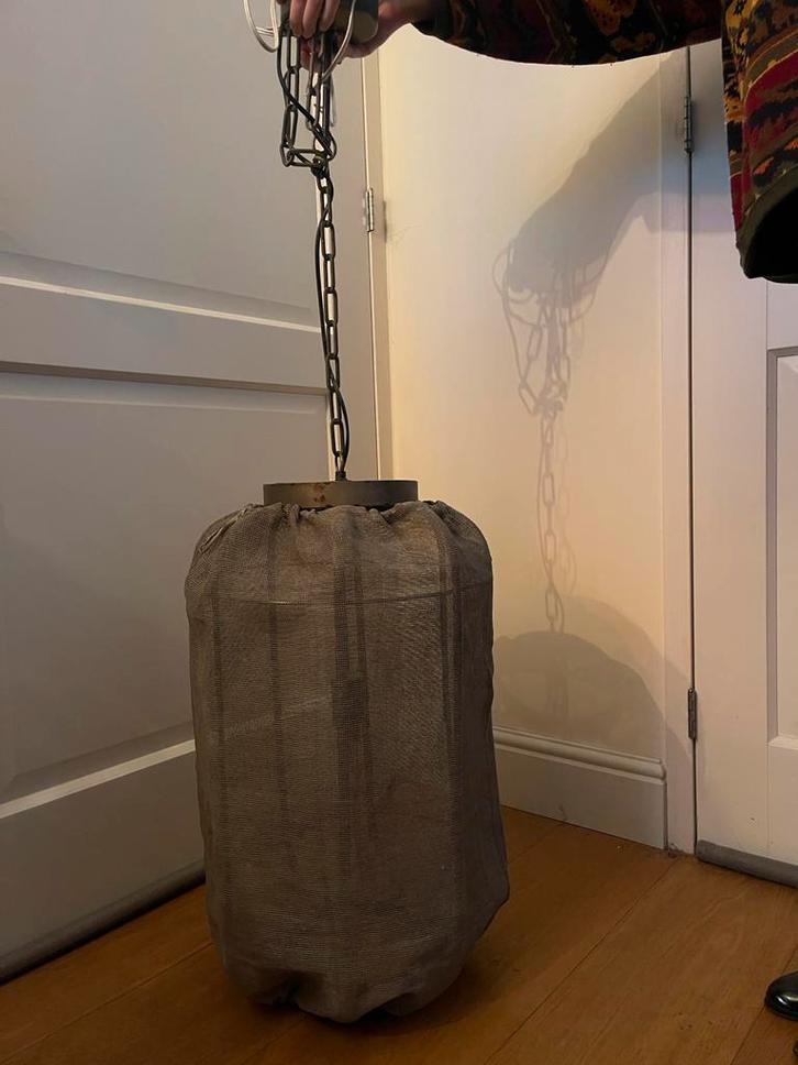 Grote Alova net hanglamp - Stijlvolle stoffen lamp, Huis en Inrichting, Lampen | Hanglampen, Gebruikt, 50 tot 75 cm, Metaal, Ophalen