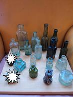 16  antieke glazen flesjes bodemvondst per stuk bieden glas, Ophalen of Verzenden