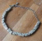 MKM design armband zilverkleurige blokjes, Ophalen of Verzenden, Gebruikt, Zilver, Staal