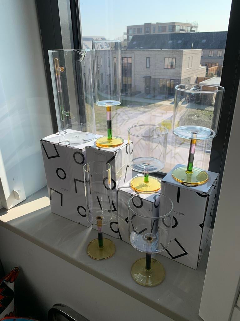 Ichendorf Milano kan + 5 glazen NIEUW van €145 voor €100, Glas of Glazen, Nieuw, Ophalen of Verzenden, Glas