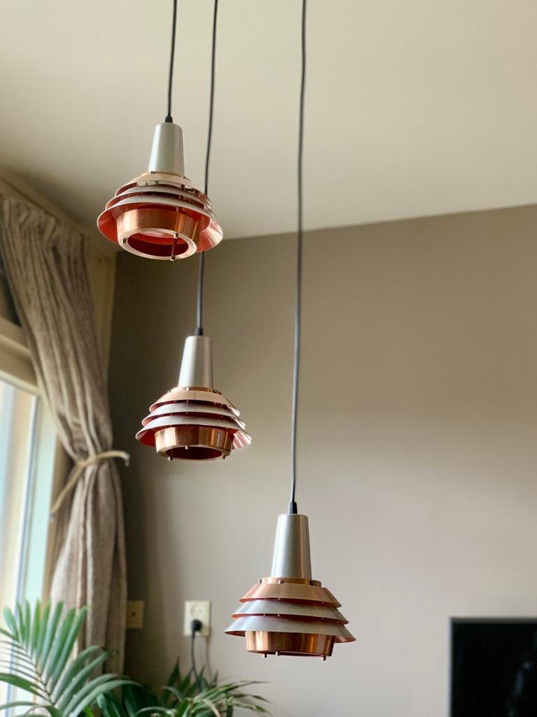 Vintage Lakro cascade hanglamp, Huis en Inrichting, Lampen | Hanglampen, Ophalen of Verzenden, Zo goed als nieuw, Metaal, 75 cm of meer