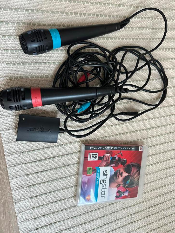 Singstar set PS3 compleet met microfoons en game, Spelcomputers en Games, Games | Sony PlayStation 3, Gebruikt, Muziek, 2 spelers