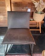 Nieuw leatherlook bruin/ grijze fauteuil, Huis en Inrichting, Ophalen, Bruin, Zo goed als nieuw, Metaal