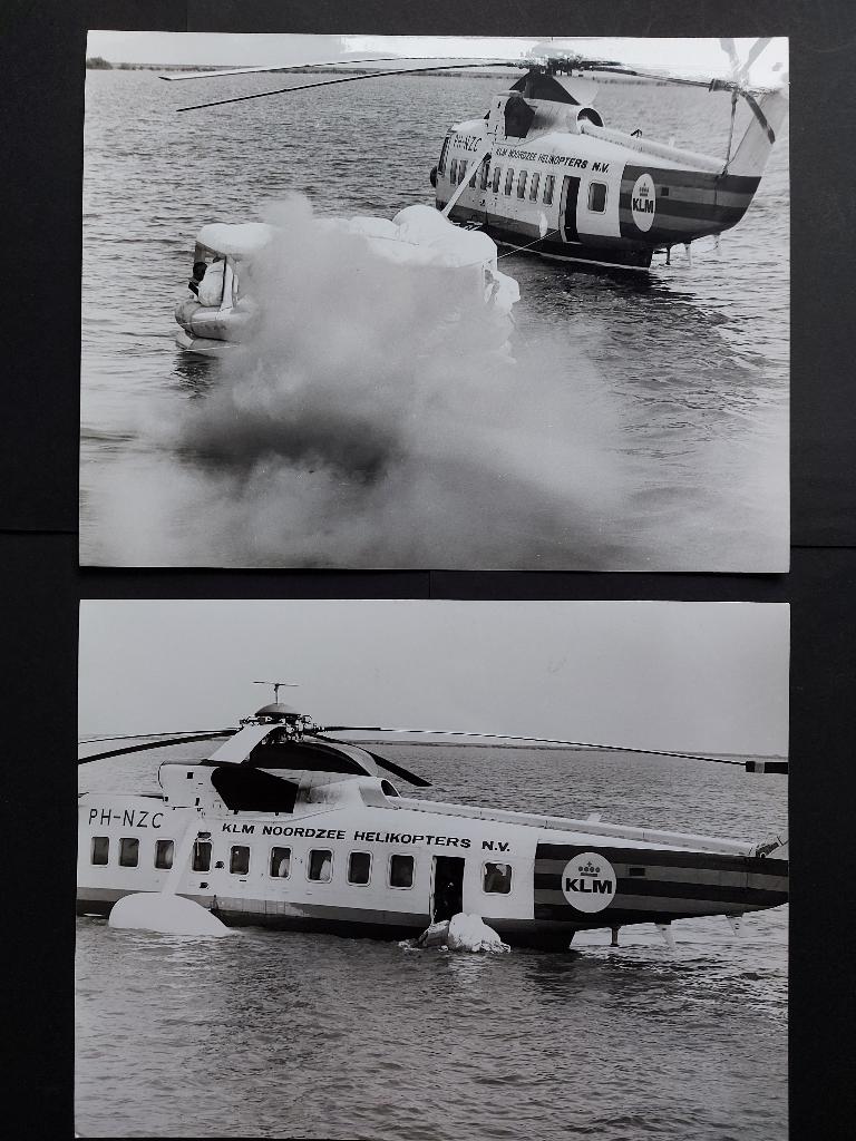 2 foto's van een KLM Helikopter de PH-NZC (F1006), Ophalen of Verzenden, Gebruikt, Kaart, Foto of Prent