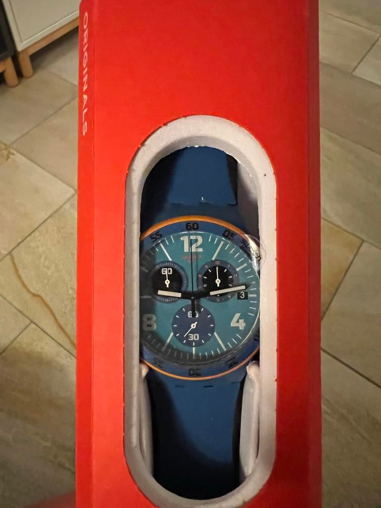 Swatch Cappano horloge in originele verpakking met bon, Ophalen, Kunststof, Polshorloge, Swatch