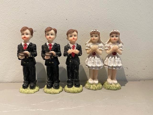 5 x vintage communie poppetje / taartstuk. Jongen en meisje, Antiek en Kunst, Curiosa en Brocante, Ophalen
