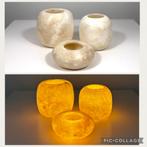 Set van 3 Alabaster Waxinelichthouders - Sfeervol Licht, Overige materialen, Wit, Ophalen of Verzenden, Zo goed als nieuw