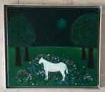 Naïef - Wit paard in weide met bloemen 1996 - Mariotto (1952, Antiek en Kunst, Kunst | Schilderijen | Klassiek, Ophalen of Verzenden