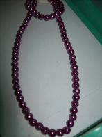 Ketting Donker Roze model rek Armband / Oorbellen, Verzenden, Nieuw, Roze, Overige materialen