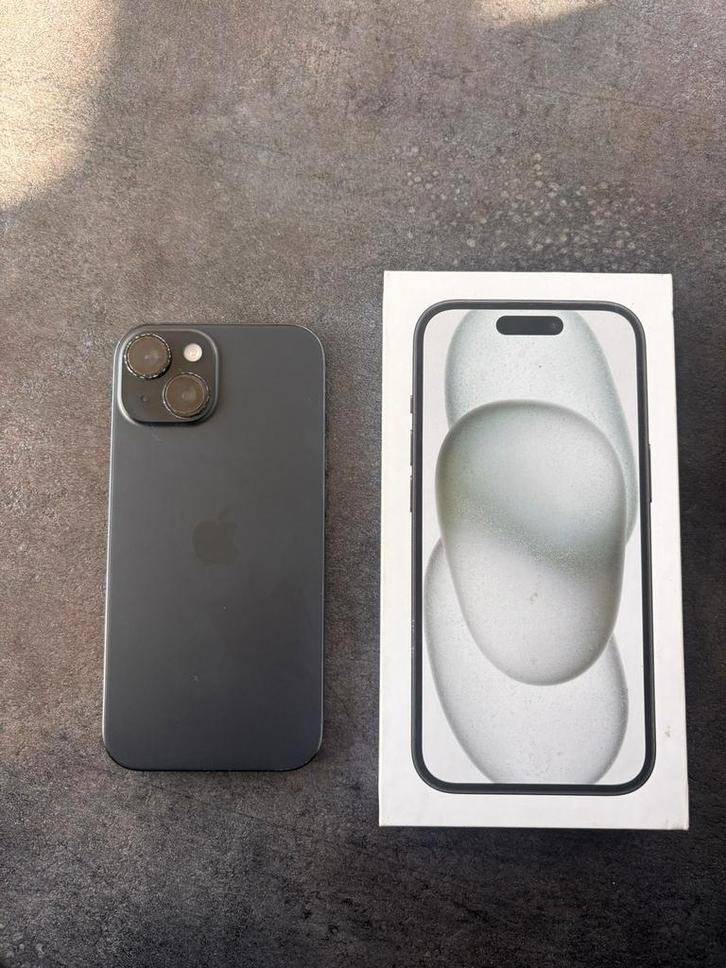 Iphone 15 - zwart - goede staat, Telecommunicatie, Mobiele telefoons | Apple iPhone, Gebruikt, 128 GB, Zonder abonnement, Zonder simlock