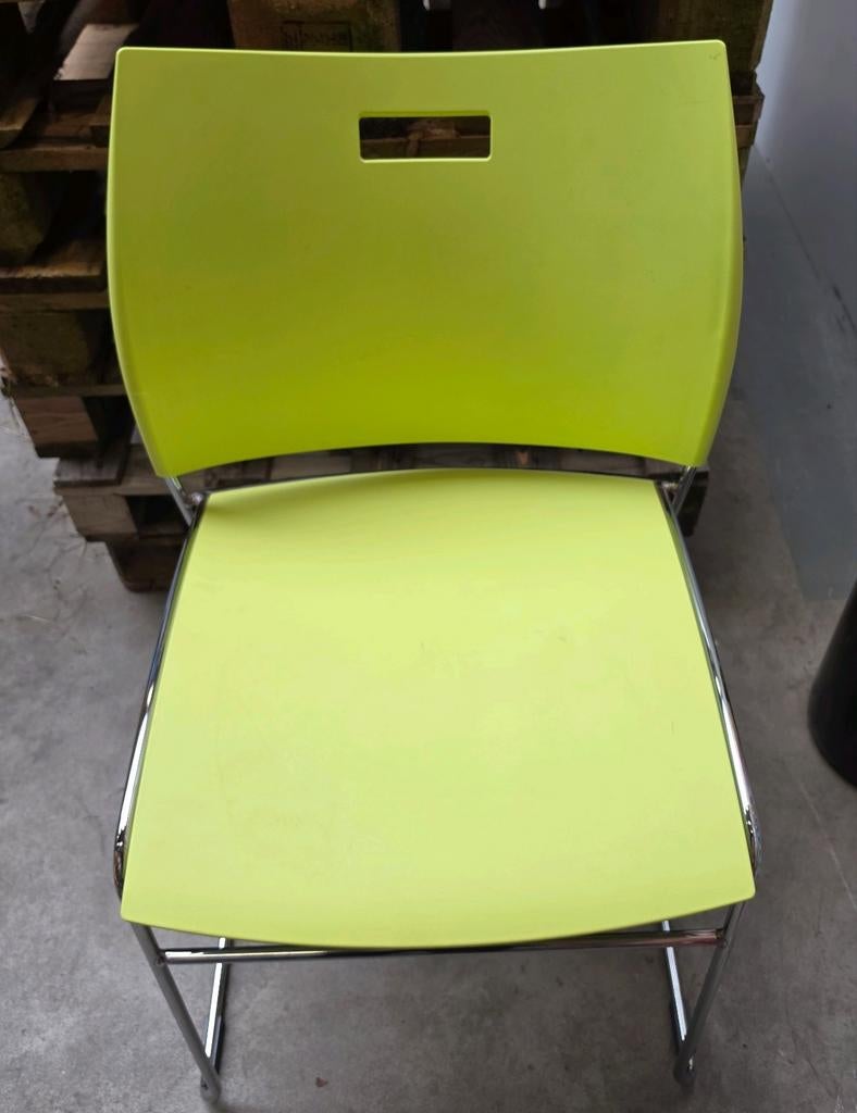 Casala Curvy Stoel - Limegroen met Chroom Onderstel, Huis en Inrichting, Stoelen, Gebruikt, Overige kleuren, Eén, Metaal